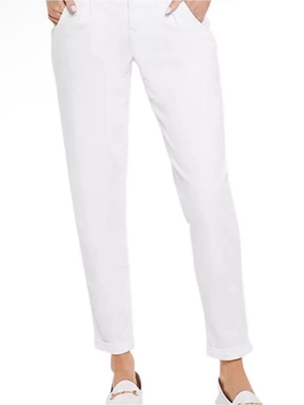 Crisp White Cuffed Ankle Jeans